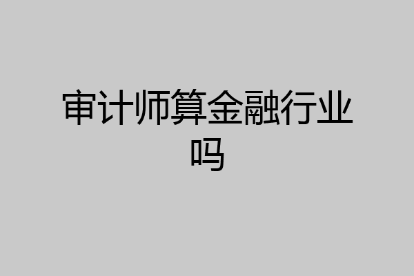 审计师算金融行业吗
