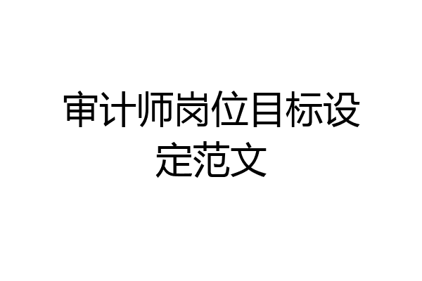 审计师岗位目标设定范文