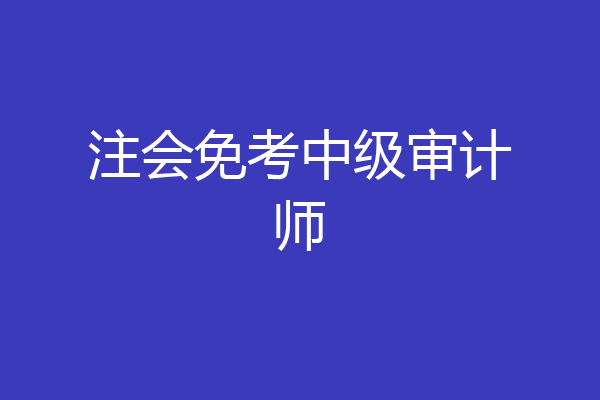 注会免考中级审计师