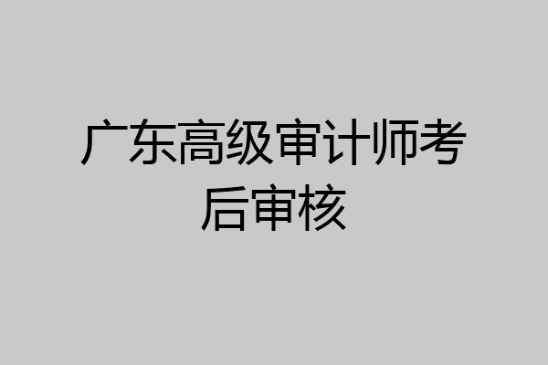 广东高级审计师考后审核