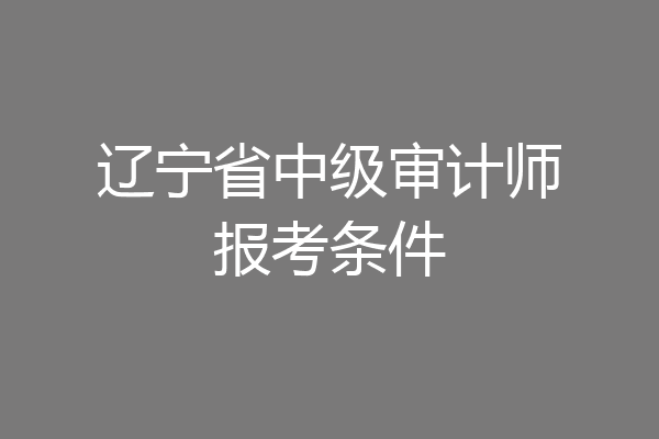 辽宁省中级审计师报考条件
