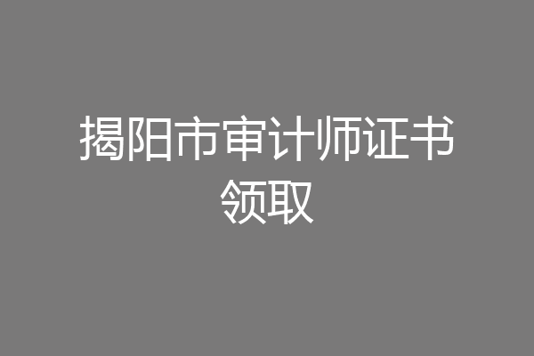 揭阳市审计师证书领取