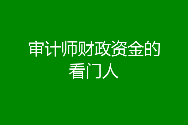 审计师财政资金的看门人