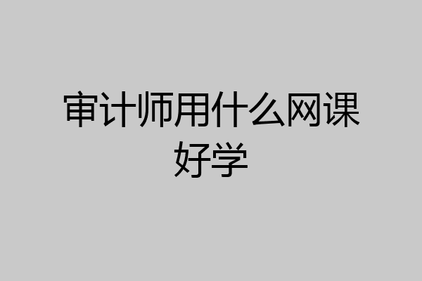 审计师用什么网课好学
