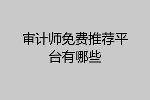 审计师免费推荐平台有哪些