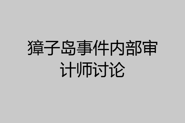 獐子岛事件内部审计师讨论