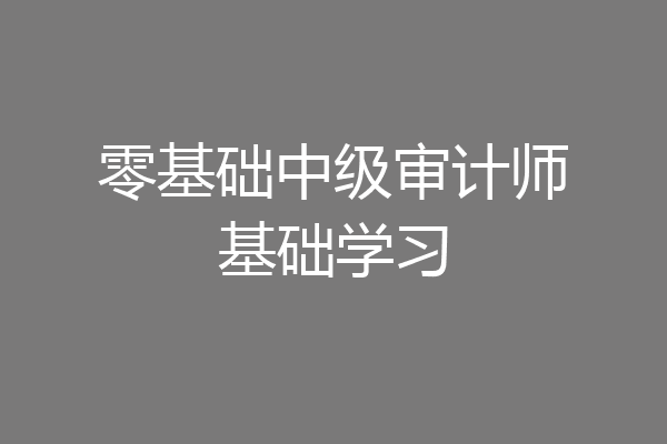 零基础中级审计师基础学习