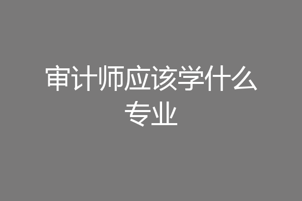 审计师应该学什么专业