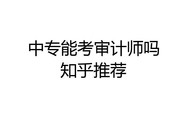 中专能考审计师吗知乎推荐