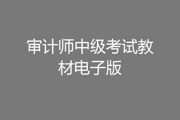 审计师中级考试教材电子版
