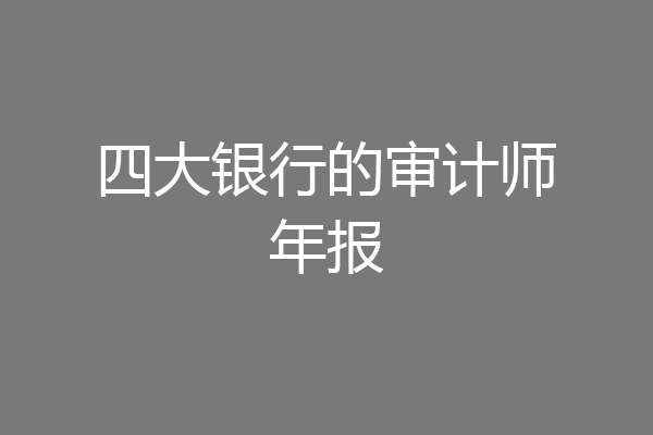 四大银行的审计师年报