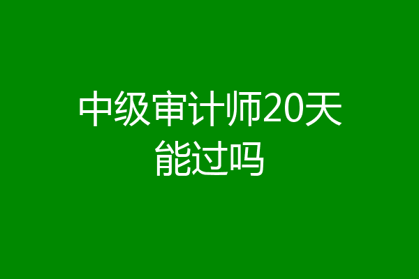 中级审计师20天能过吗
