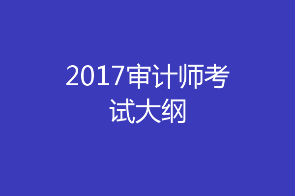 2017审计师考试大纲