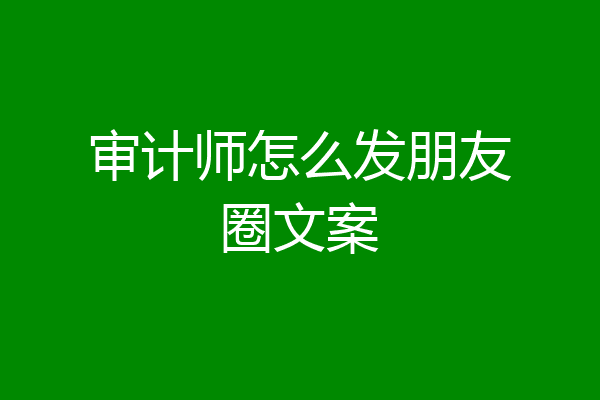 审计师怎么发朋友圈文案