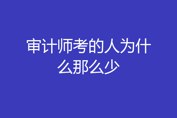 审计师考的人为什么那么少