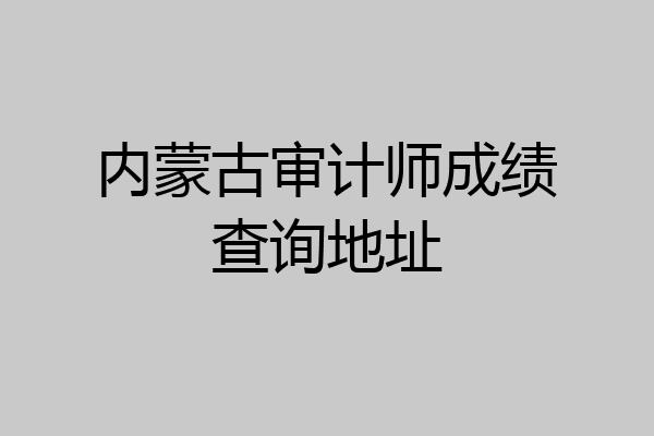 内蒙古审计师成绩查询地址
