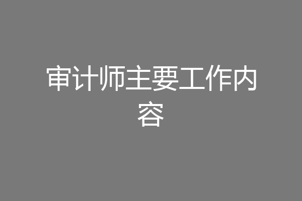 审计师主要工作内容