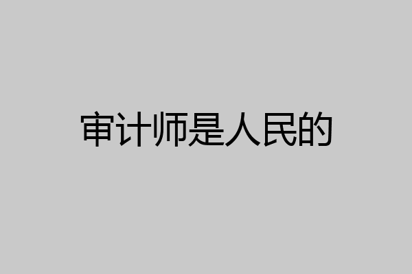 审计师是人民的