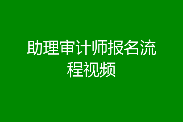 助理审计师报名流程视频