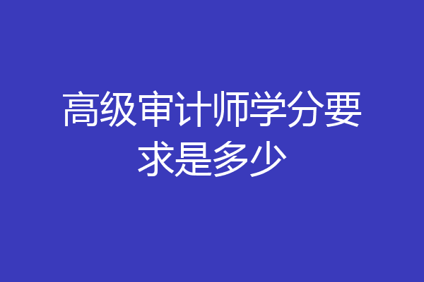 高级审计师学分要求是多少