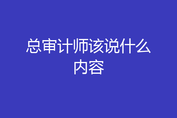 总审计师该说什么内容