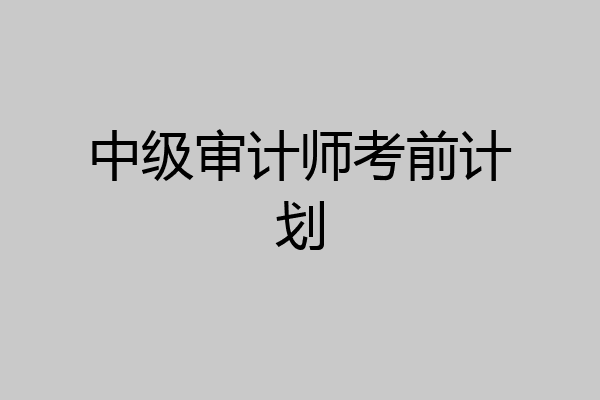 中级审计师考前计划