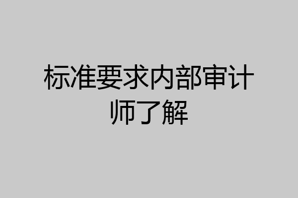 标准要求内部审计师了解