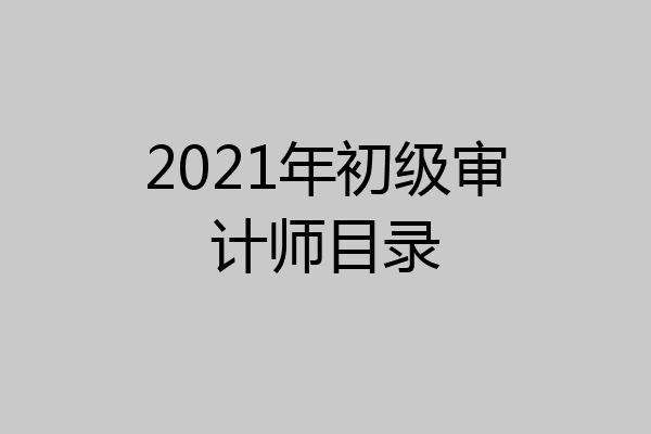2021年初级审计师目录