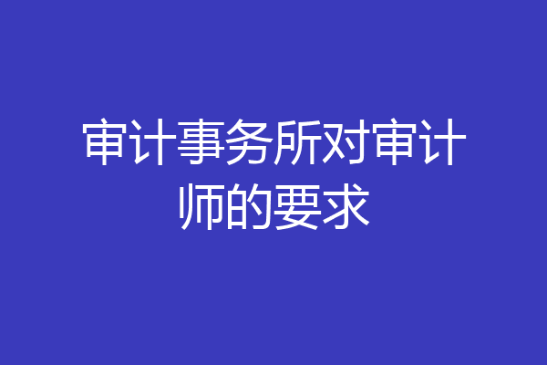 审计事务所对审计师的要求