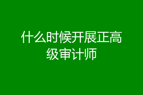 什么时候开展正高级审计师