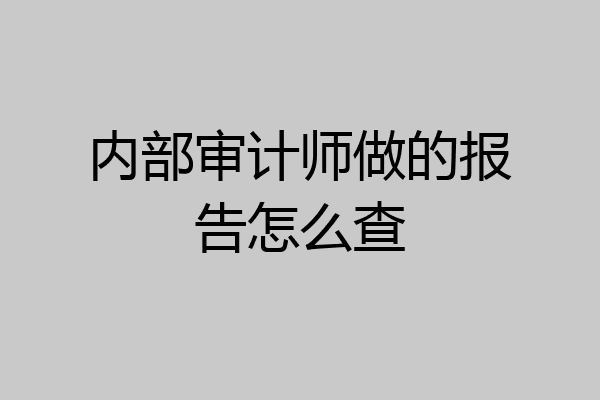 内部审计师做的报告怎么查