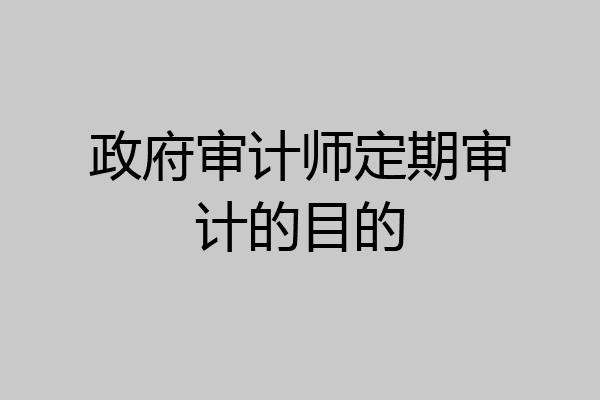 政府审计师定期审计的目的