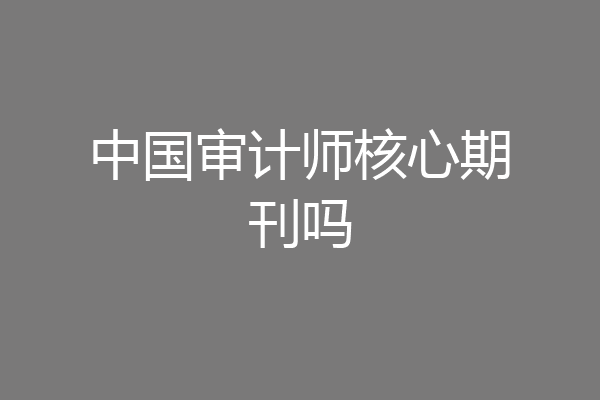 中国审计师核心期刊吗