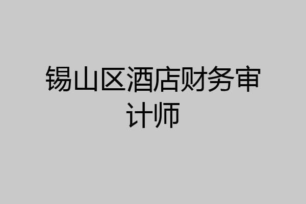 锡山区酒店财务审计师
