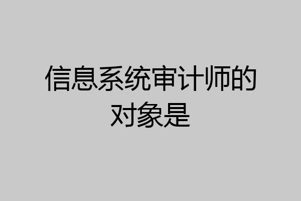 信息系统审计师的对象是