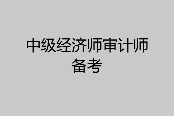 中级经济师审计师备考