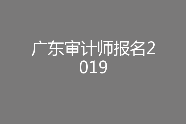 广东审计师报名2019