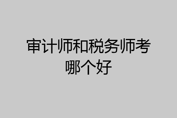 审计师和税务师考哪个好