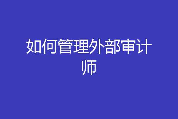 如何管理外部审计师