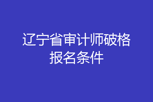辽宁省审计师破格报名条件