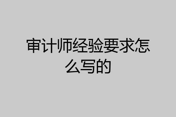 审计师经验要求怎么写的