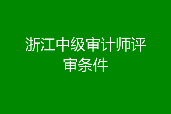 浙江中级审计师评审条件