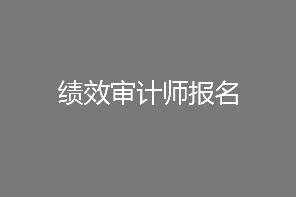 绩效审计师报名