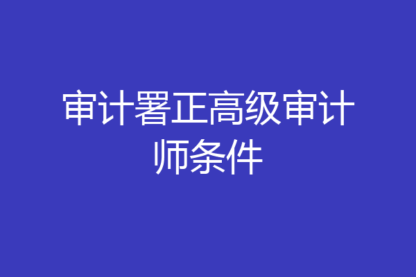 审计署正高级审计师条件