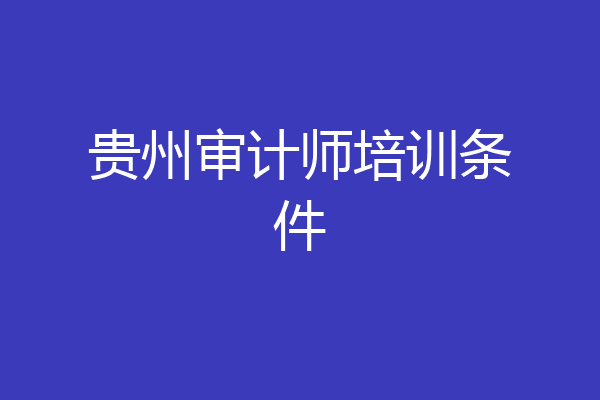 贵州审计师培训条件