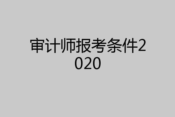 审计师报考条件2020