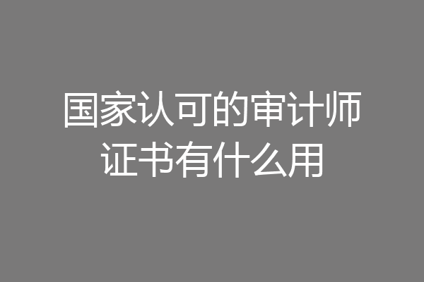 国家认可的审计师证书有什么用