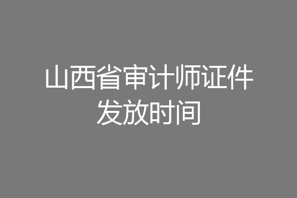 山西省审计师证件发放时间