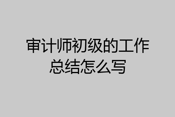 审计师初级的工作总结怎么写