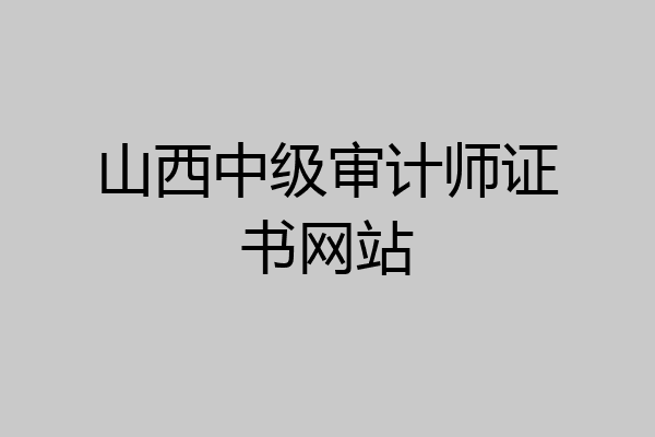山西中级审计师证书网站